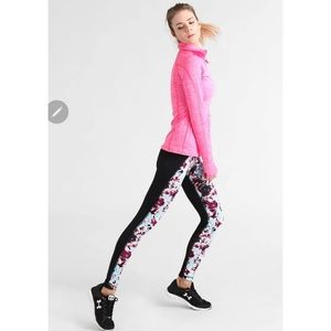 Under Armour Heat Gear Leggings Abstract Print Two Waist Pockets Size Small